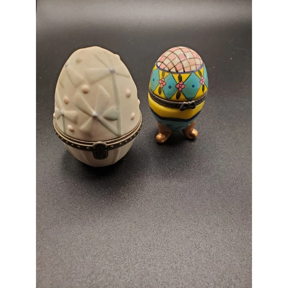 Dept. 56 Snowbunnies True Blue Friends Hinged Box Egg Shaped 3